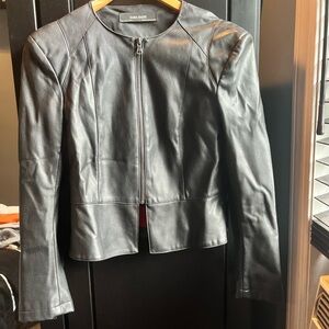 ZARA faux leather cropped biker jacket  red lining  size M BlackRed
Faux leather